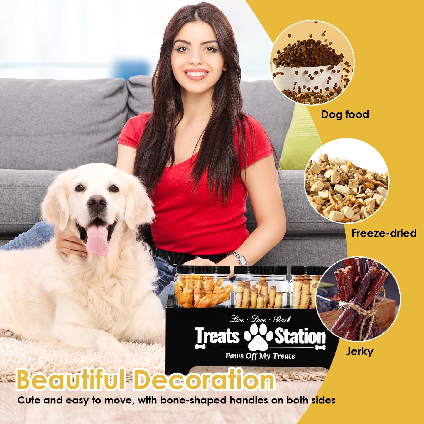 Pet Food Storage Jars – 3PCS Treat Container Set for Dog Biscuits & Cat Treats