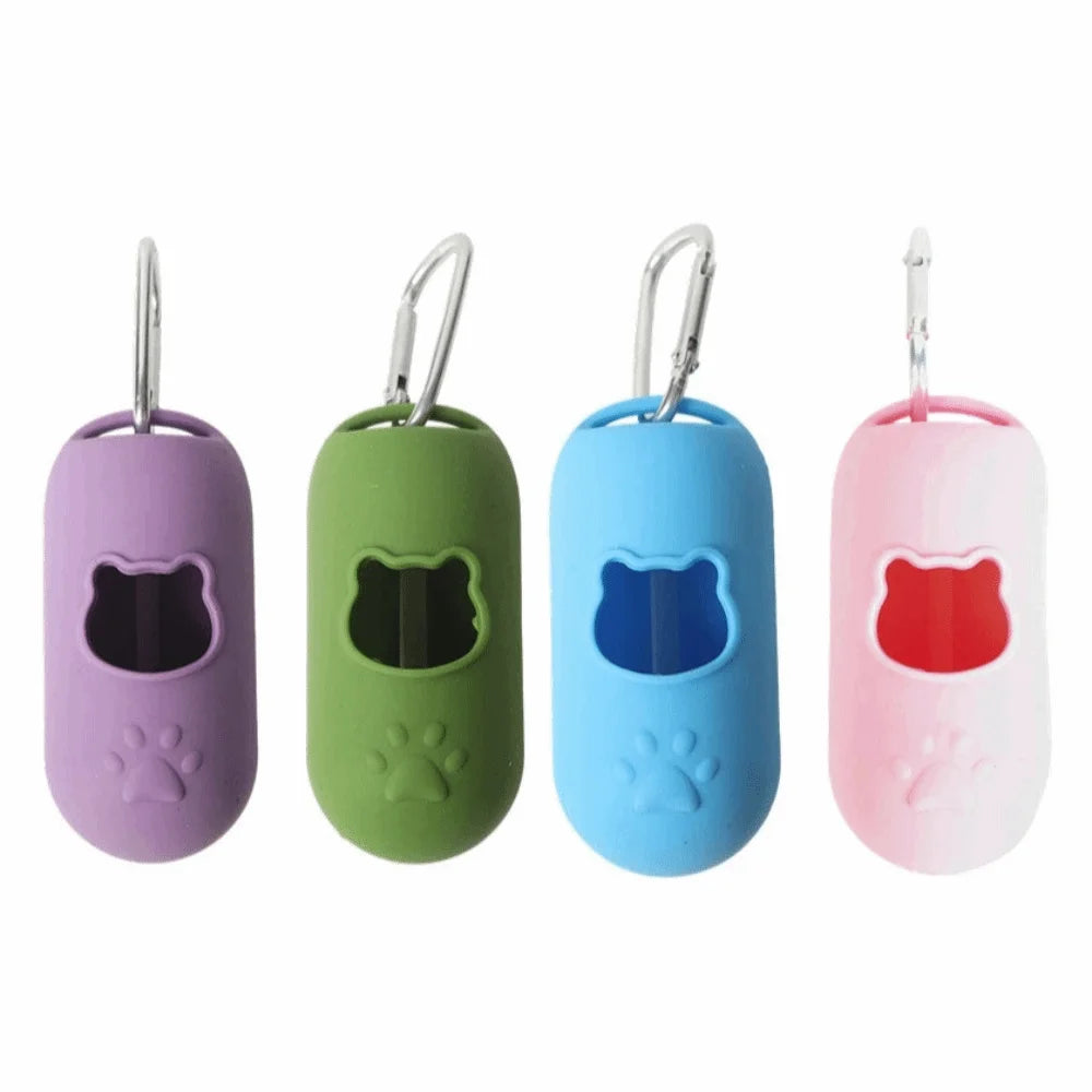 Portable Pet Waste Bag Holder – Silicone Dog Garbage Bag Dispenser with Clip