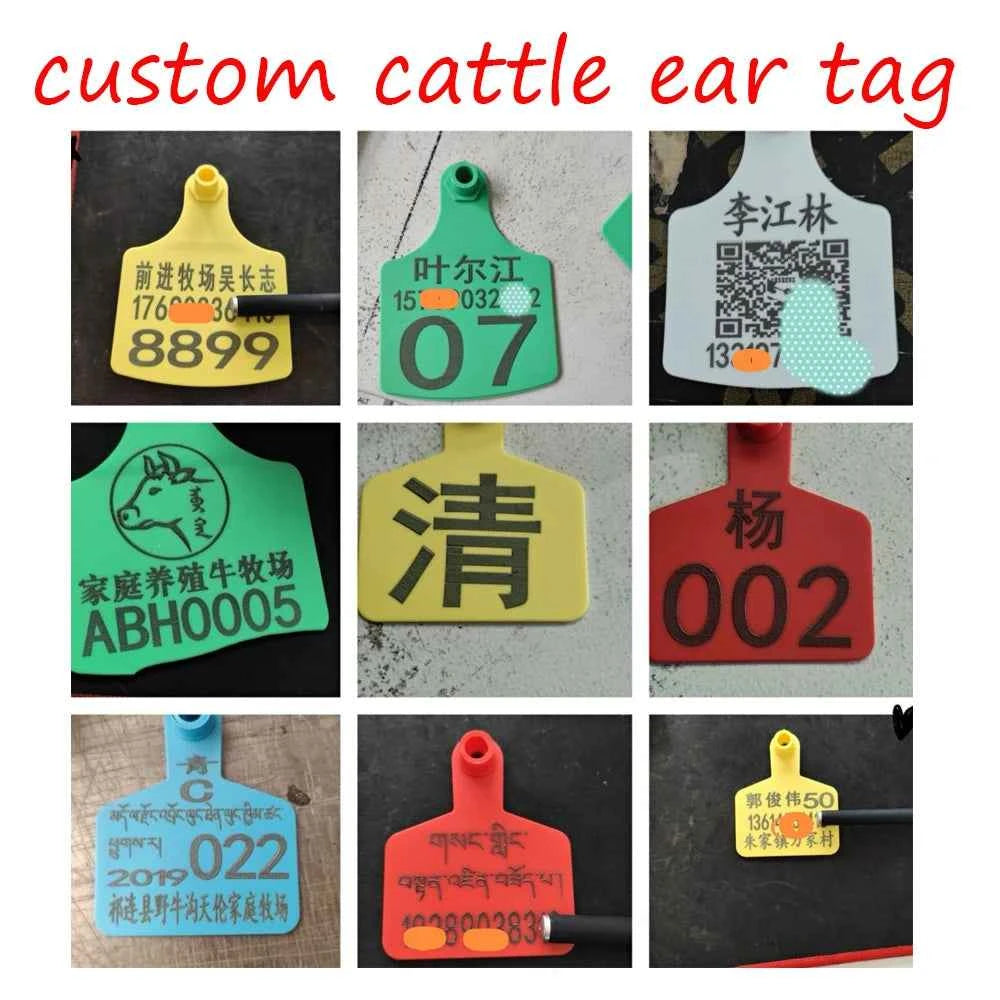 100 Pcs Custom Cattle Ear Tag Laser Printing Farm Name Telephone Number LOGO Pig Cattle Rabbit Farm Animal Ear Tag DIY Custom