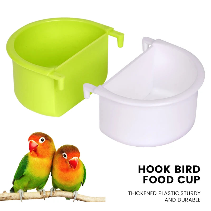 New 2pcs Bird Food Feeding Dish Easy to Install Bird Cage Feeder Bowl for Small Animals Budgie Parrot Parakeets Lovebirds
