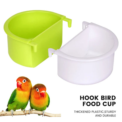 New 2pcs Bird Food Feeding Dish Easy to Install Bird Cage Feeder Bowl for Small Animals Budgie Parrot Parakeets Lovebirds