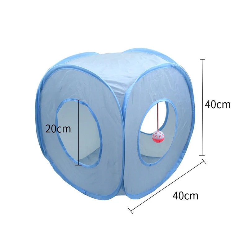 Gray 3-Way Cat Play Tunnel – Foldable Tunnel Toy for Indoor Cats & Kittens