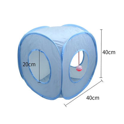 Gray 3-Way Cat Play Tunnel – Foldable Tunnel Toy for Indoor Cats & Kittens