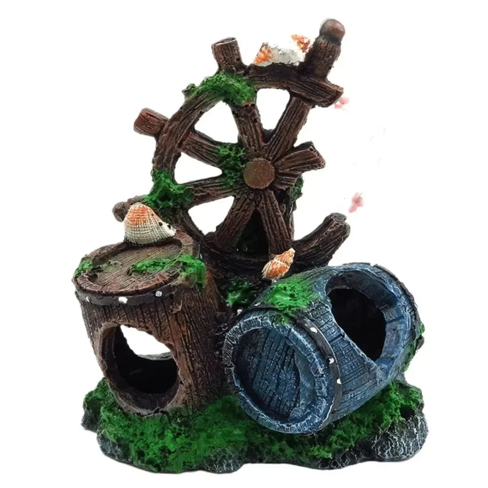 Fish Tank Landscape Ornament – Simulation Wine Barrel Cave Decoration