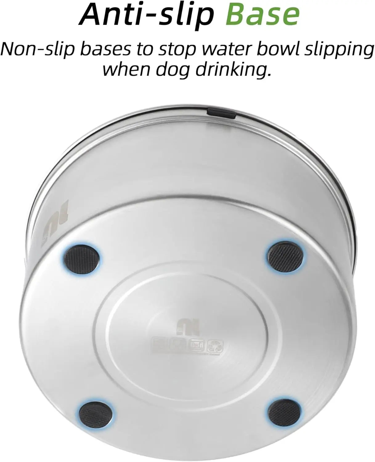 1L No Spill Dog Water Bowl, Stainless Steel Slow Feeder, Anti-Splash