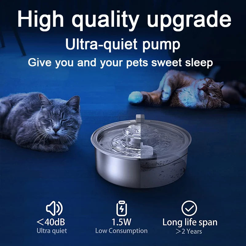 Automatic Stainless Steel Cat & Dog Water Fountain – Sensor Pet Water Dispenser
