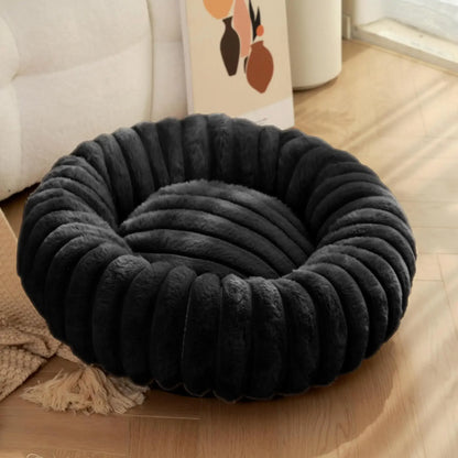 Warm Round Pet Bed for Medium Dogs & Cats – Fluffy Plush Sleeping Nest