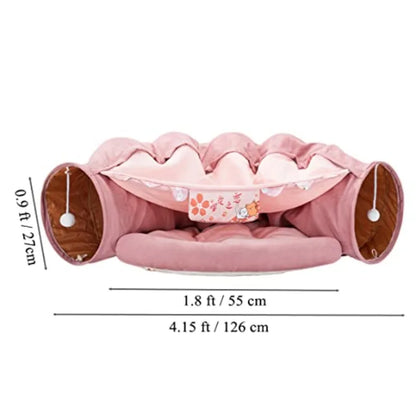 Foldable Cat Tunnel Bed – Interactive Crinkle Play Tube for Large Cats & Kittens