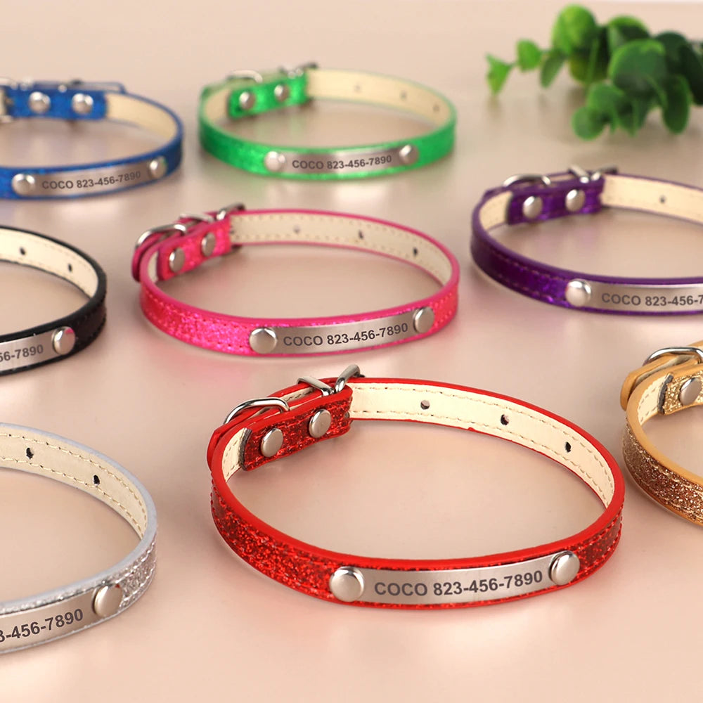 Bling Pet Collar with ID Tag – Personalized Anti-Lost Collar for Cats & Small Dogs