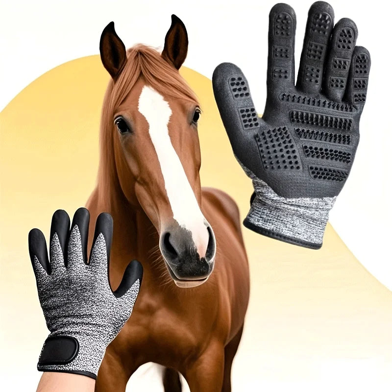 Horse Grooming Mitt – Soft Deshedding Brush Glove for Long & Short Hair Coats