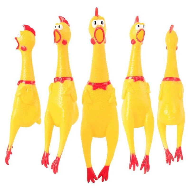 Rubber Screaming Chicken Dog Toy – Durable Squeaky Toy for Small & Large Dogs