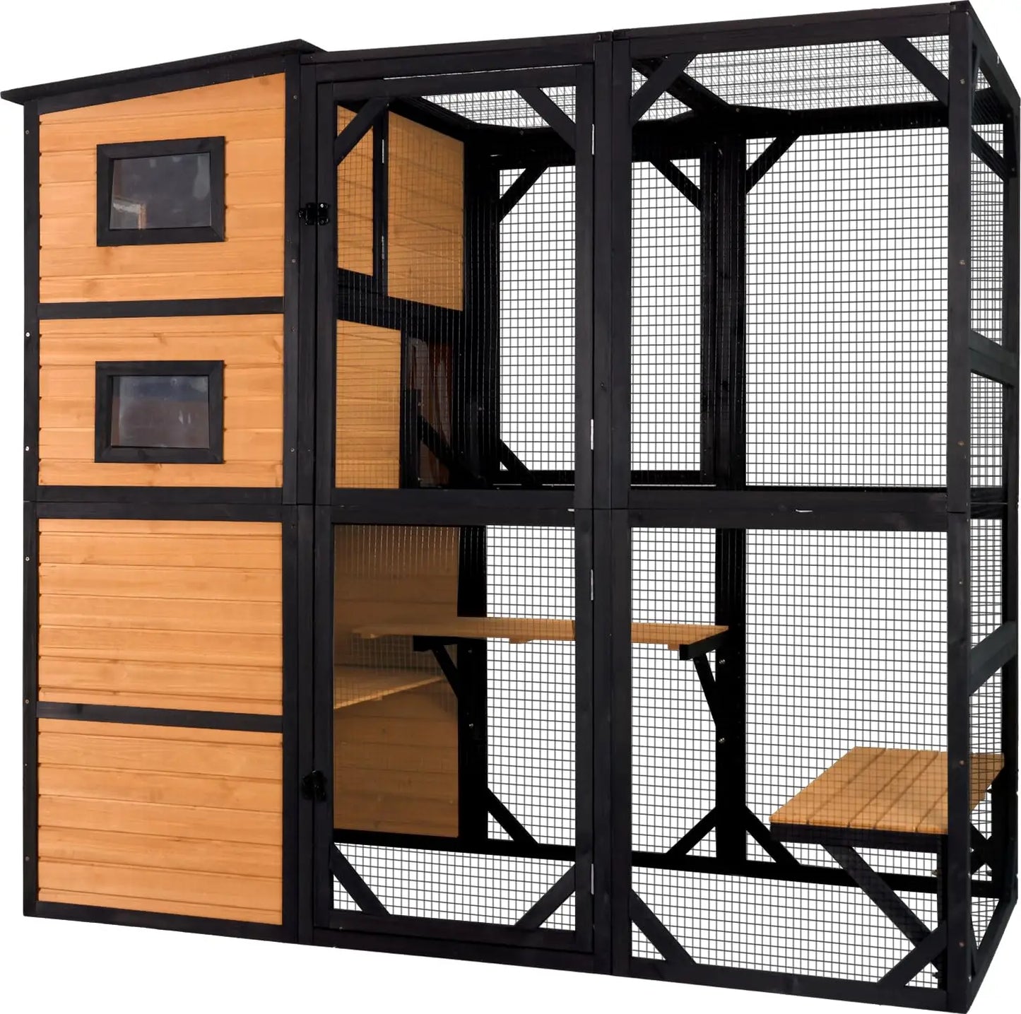 Large Cat Catio 4 Tiers Cat Enclosures House for Outdoor Indoor Cats with Weatherproof Roof, 3 Resting Rooms, 3, Custom