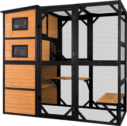 Large Cat Catio 4 Tiers Cat Enclosures House for Outdoor Indoor Cats with Weatherproof Roof, 3 Resting Rooms, 3, Custom