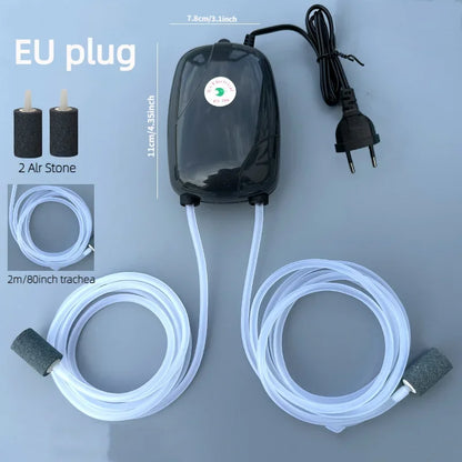Fish Tank Air Compressor – Mini Single/Double Outlet Oxygen Pump with Accessories (3W/5W)