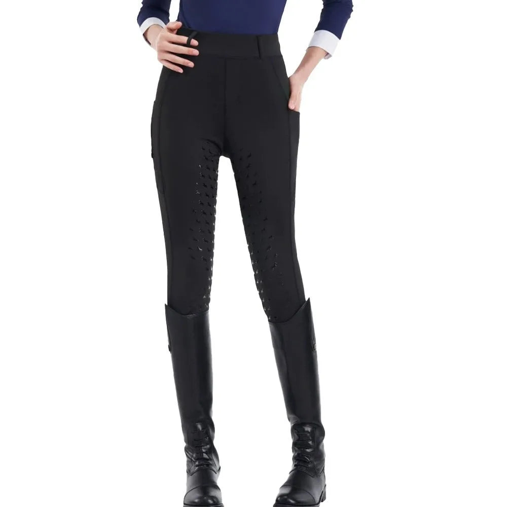 Summer Horse Rinding Pants with Pockets Silicone Anti-slip Slim Equestrian Breeches Breathable Horse Riding Clothes for Women