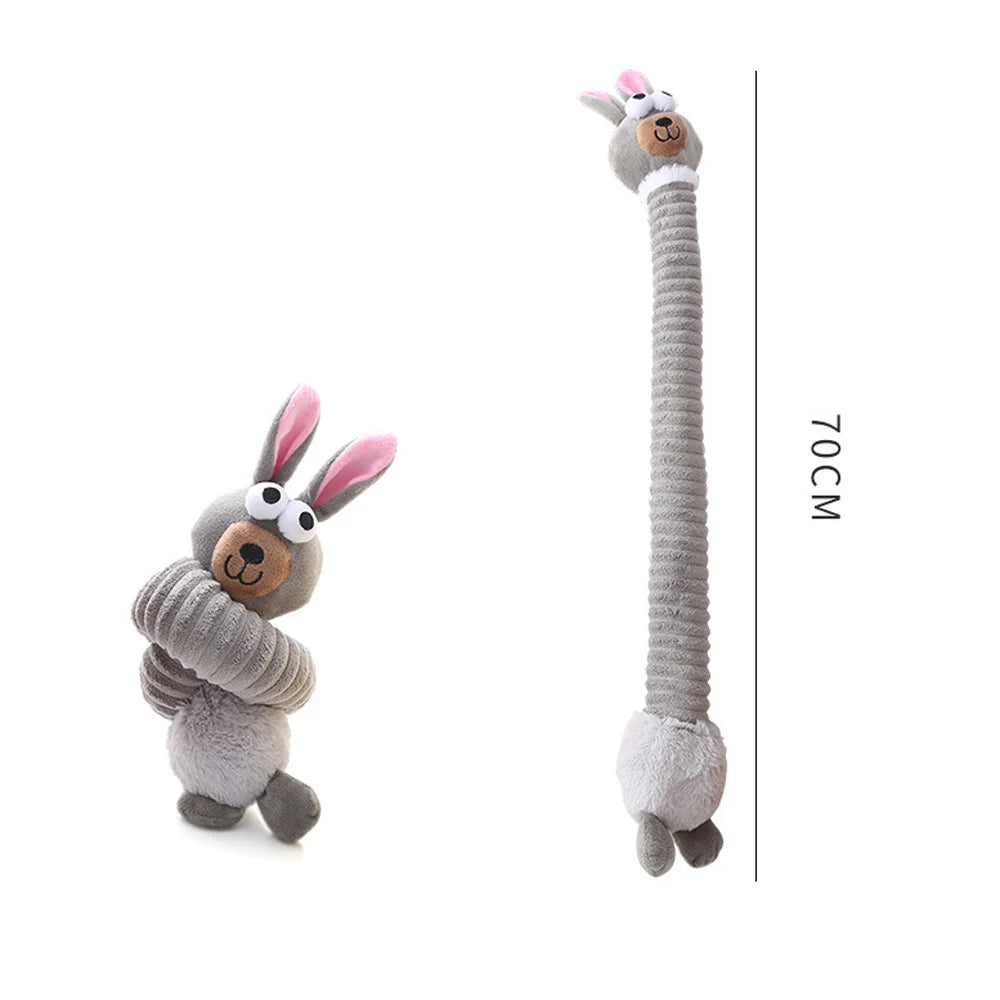 Cartoon Long Neck Small Dog Toy Puppy Duck Rabbit Fox Soft Plush Chew Pet Squeaky Toy