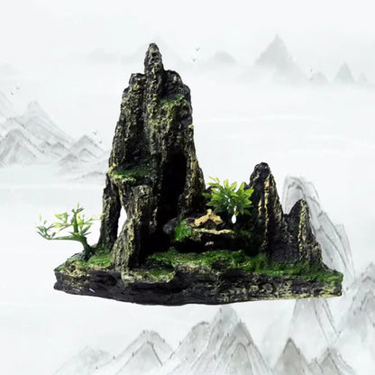 Fish Tank Rockery Ornament – Resin Mountain & Tree Aquascape Decor