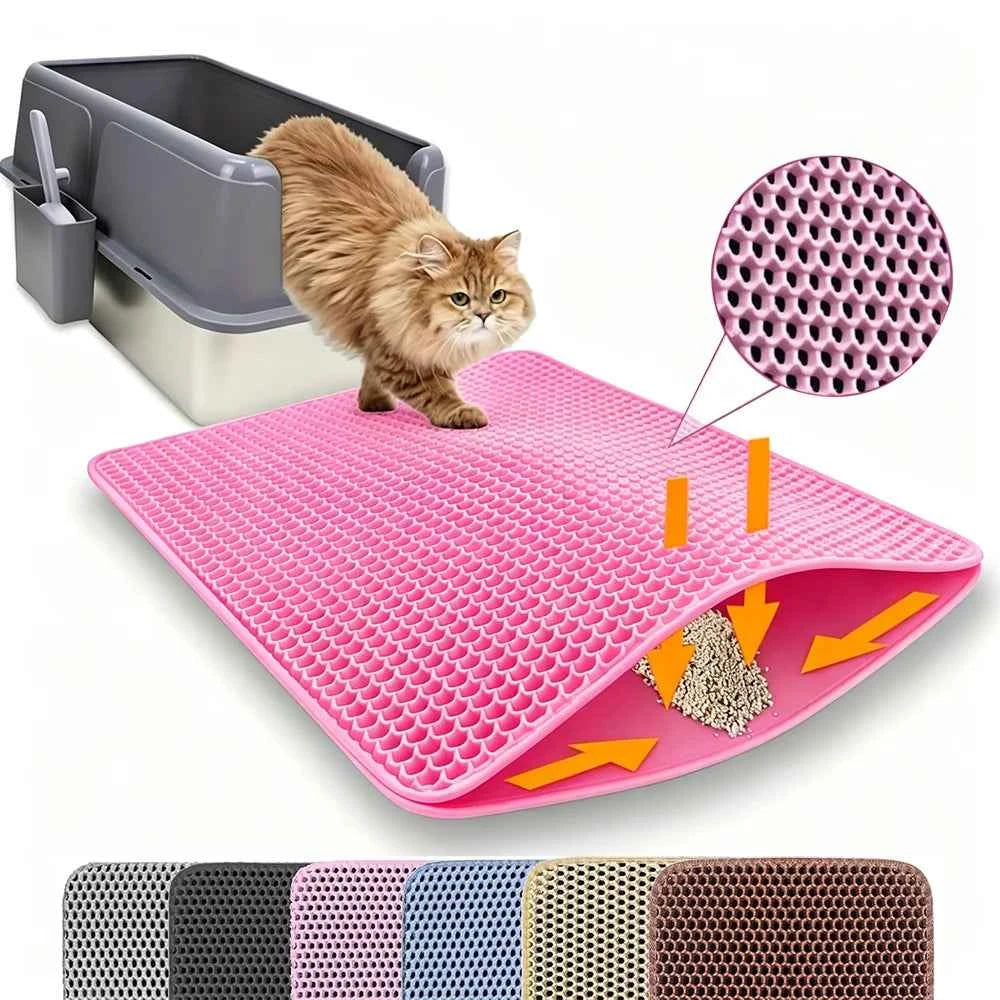 Cat Litter Mat Double Layer Pet Non Slip Big Pet Litter Box Filter MatWear Resistant Waterproof Anti-slip Cat Litter Mat