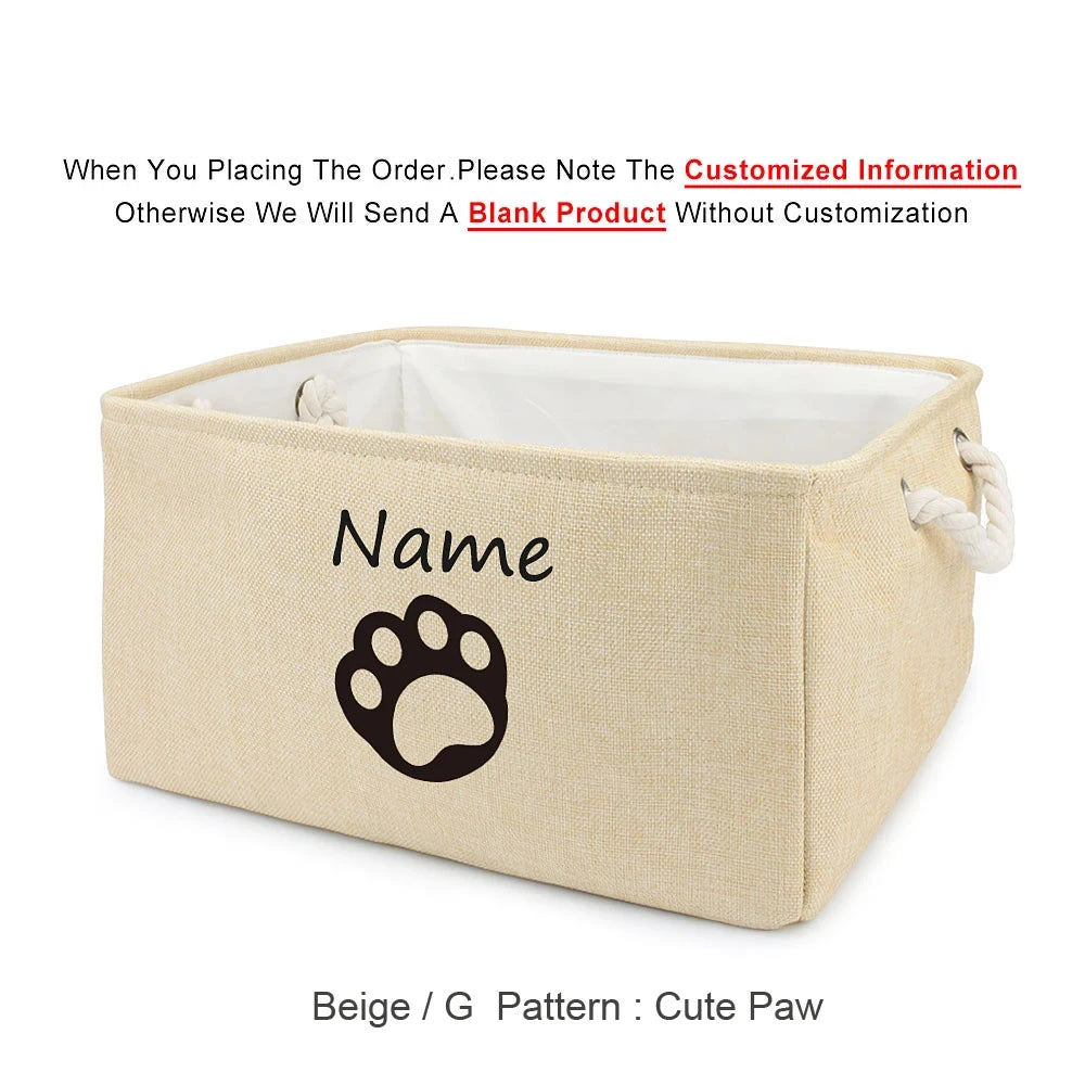 Custom Pet Storage Box – Dog Paw Basket for Toys, Clothes & Accessories