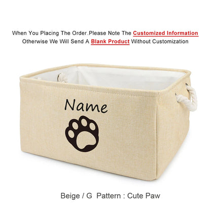 Custom Pet Storage Box – Dog Paw Basket for Toys, Clothes & Accessories