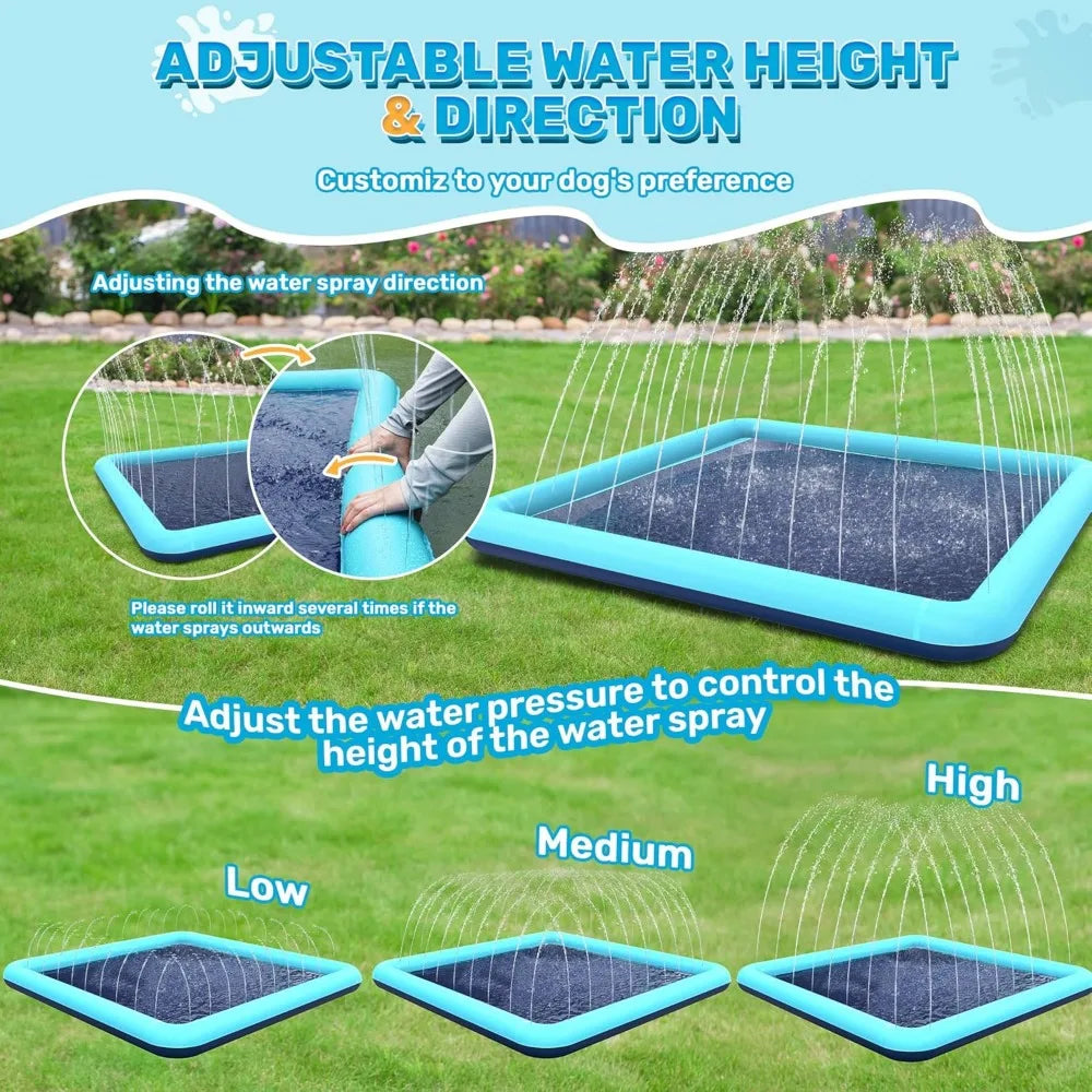 Dog Sprinkler Mat – Large Water Play Pad for Summer Cooling and Exercise