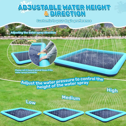 Dog Sprinkler Mat – Large Water Play Pad for Summer Cooling and Exercise