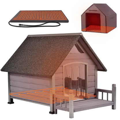 Outdoor Insulated Dog Shelter – Heated Doghouse with Metal Anti-Chew Frame