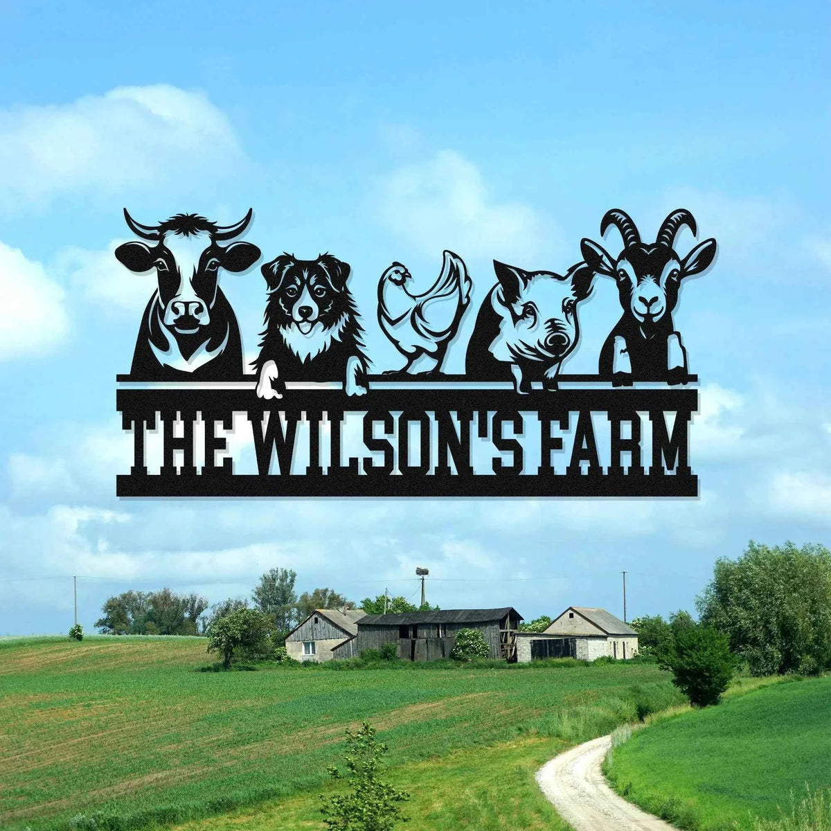Custom Farmhouse Metal Name Sign Personalized Ranch House Sign Farm Sign Metal Barn Sign Ranch Decor Farm Gate Sign Animal Sign