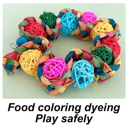 Hanging Rattan Ball Bird Toy – Swing & Chew Toy for Parrot Cages