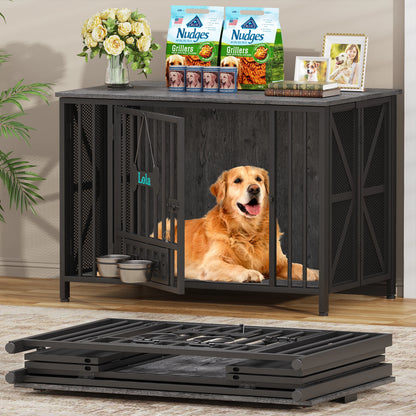 Assembly-Free Dog Kennel – Foldable Furniture-Style Crate for Large Dogs