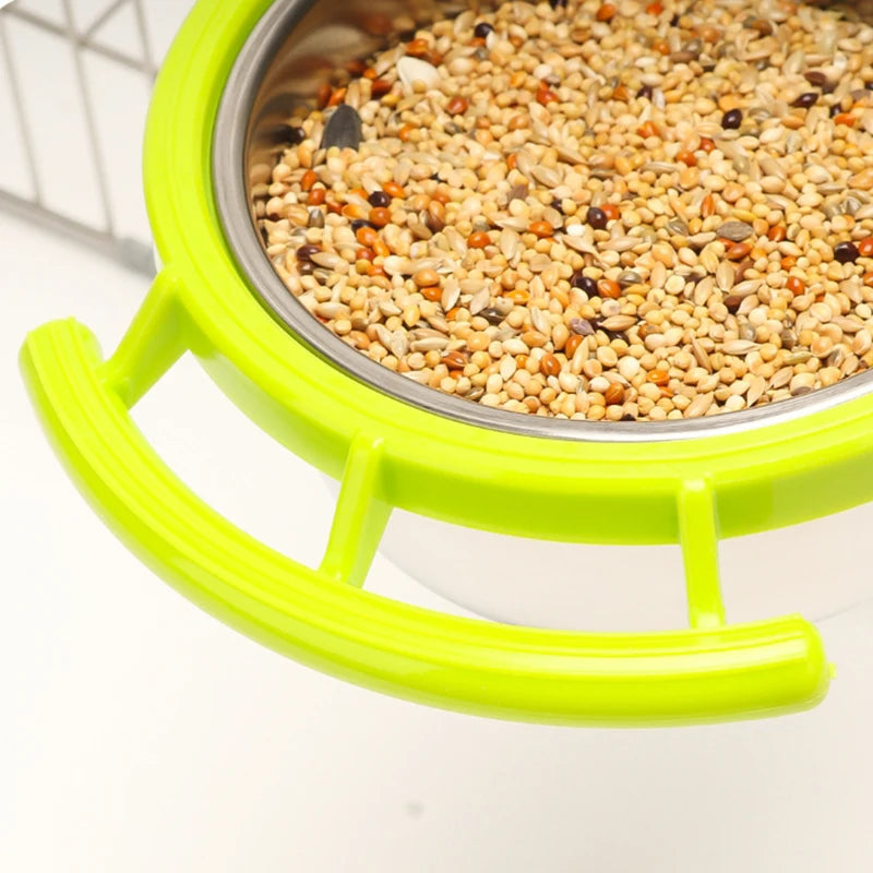 Hanging Stainless Steel Bird Bowl – Food & Water Feeder for Parrots & Cage Birds