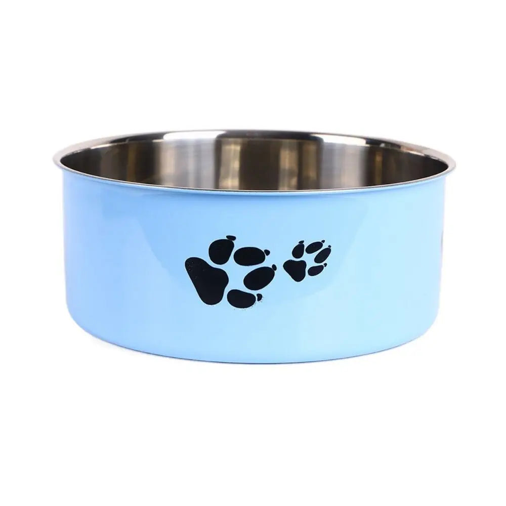 Stainless Steel Pet Food Bowl – Cartoon Footprint Anti-Slip Dog Bowl