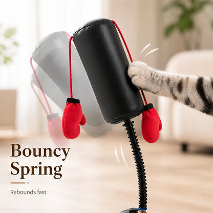 Indoor Cat Punching Bag – Interactive Boxing Toy with Dangling Gloves
