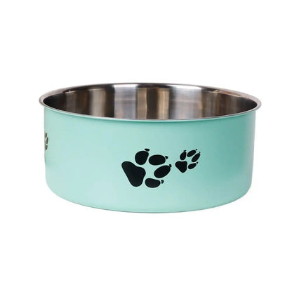 Stainless Steel Pet Food Bowl – Cartoon Footprint Anti-Slip Dog Bowl