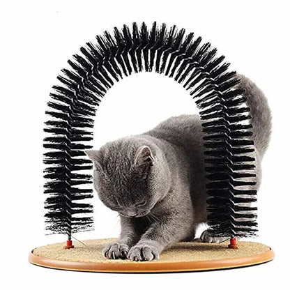 Cat Self-Groomer Arch – Massage Brush & Scratching Pad Toy for Cats