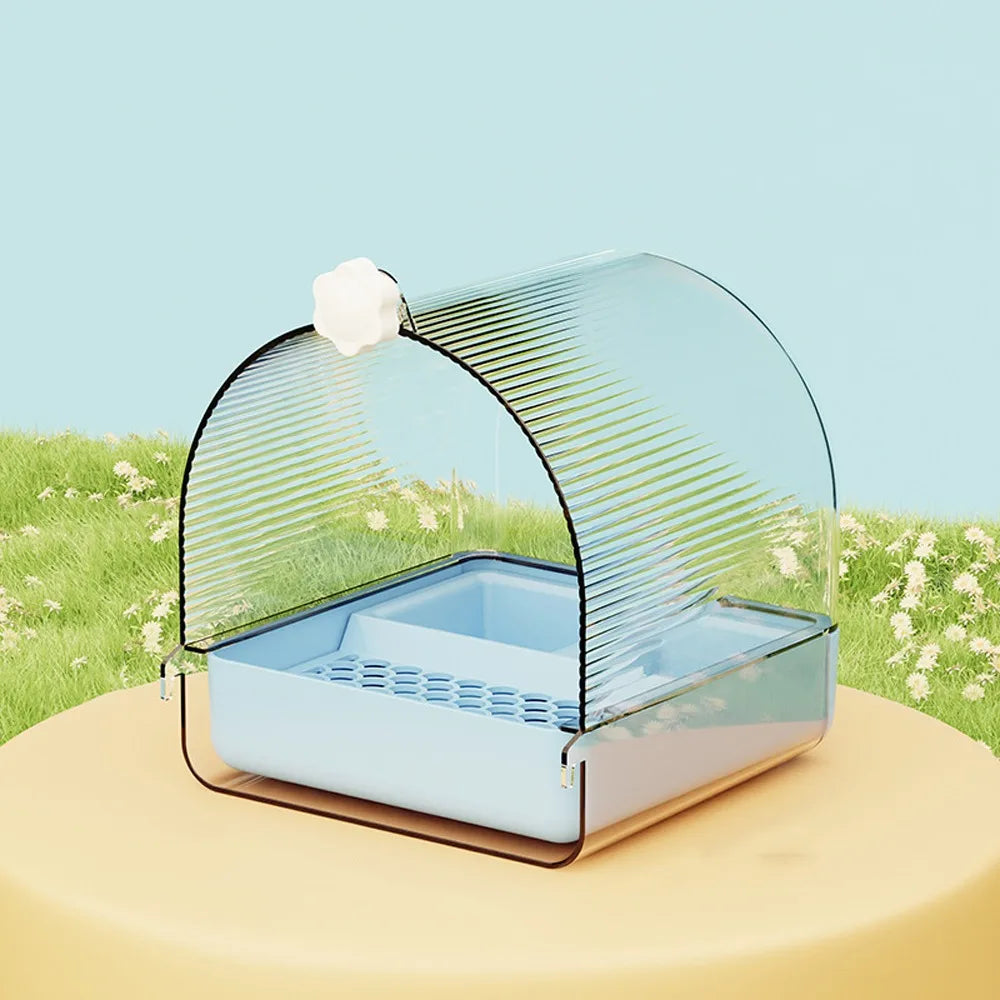 Transparent Bird Bath Cage Splash Proof Food Holder Box Bird Birdbath Feeder Bottom Drawer Screw Hooks Parrot Shower Box