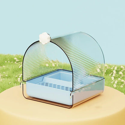 Transparent Bird Bath Cage Splash Proof Food Holder Box Bird Birdbath Feeder Bottom Drawer Screw Hooks Parrot Shower Box