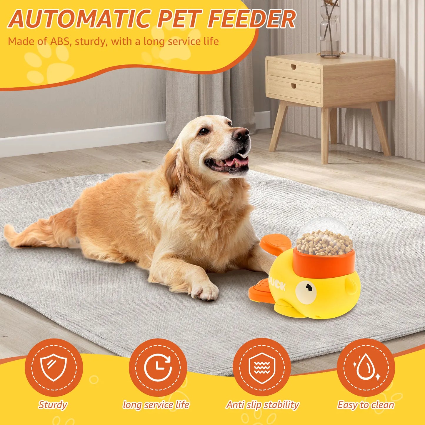 Duck-Shaped Dog Slow Feeder – Interactive Treat Dispensing Toy with Adjustable Food Outlets