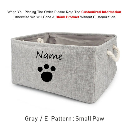 Custom Pet Storage Box – Dog Paw Basket for Toys, Clothes & Accessories