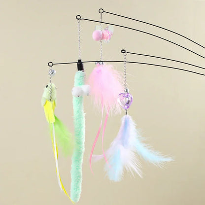 Cat Feather Teaser – Extendable Play Wand with Bell for Exercise & Fun