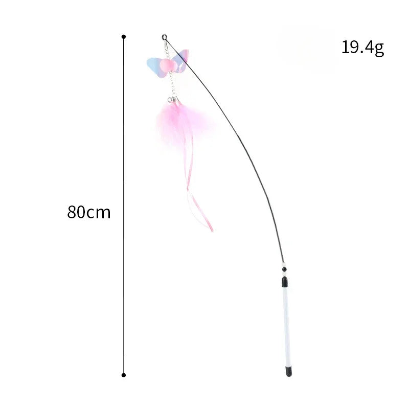 Cat Feather Teaser – Extendable Play Wand with Bell for Exercise & Fun