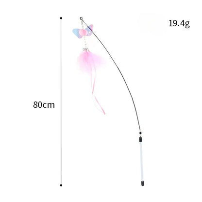 Cat Feather Teaser – Extendable Play Wand with Bell for Exercise & Fun