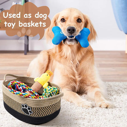 Pet Toy Organizer Basket – Woven Storage Bin for Toys & Accessories