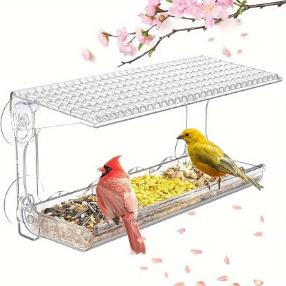 Heavy-Duty Window Bird Feeder – Removable Tray with Strong Suction Hooks