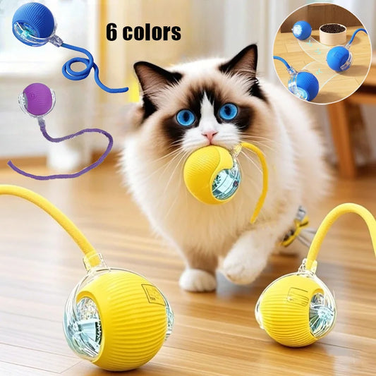 Smart Electric Cat Toy – Rolling Ball with Long Tail for Indoor Cats