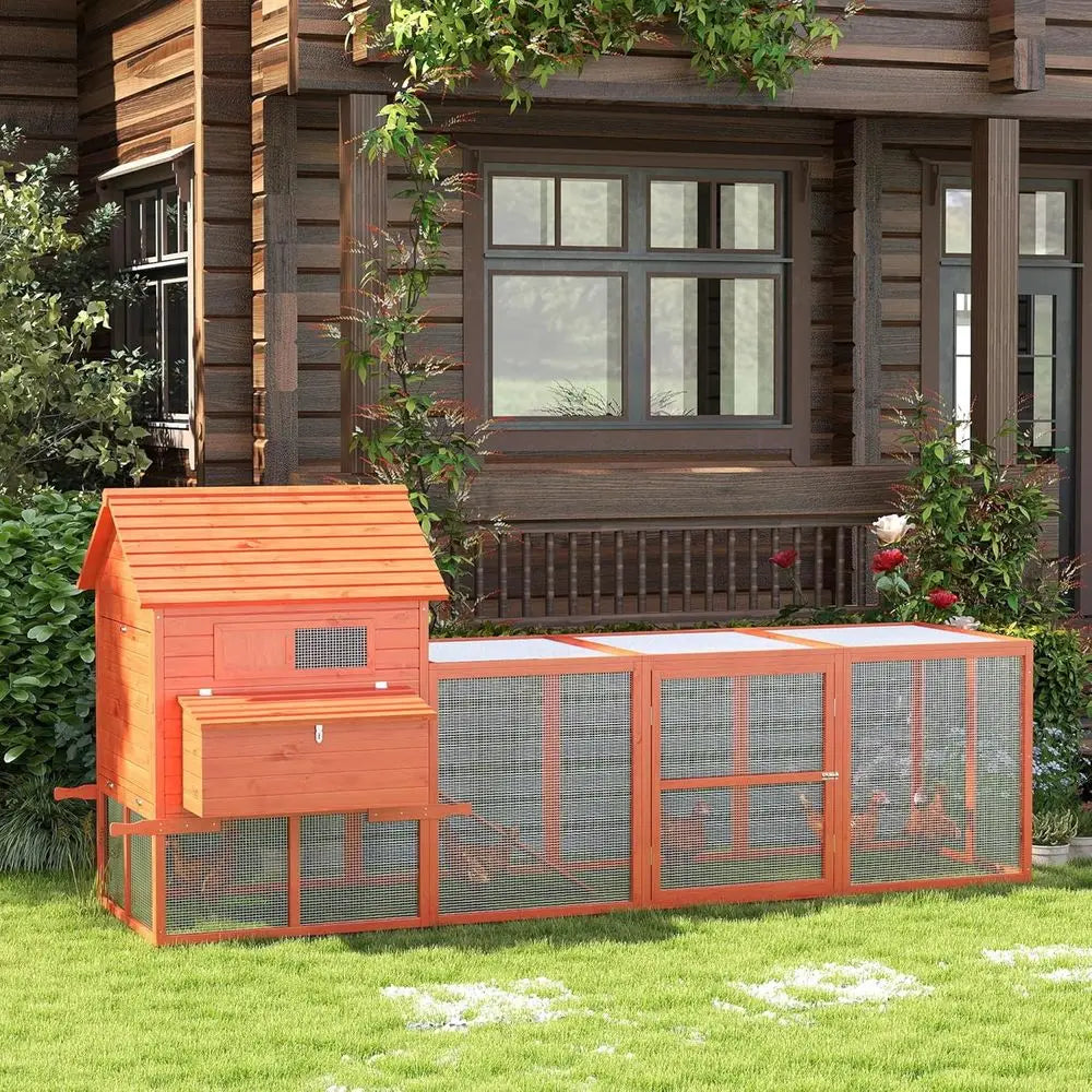 Large Wooden Chicken Coop with Run and Inner Hen House for Garden & Backyard