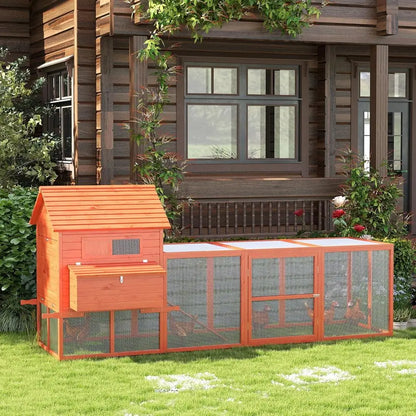 Large Wooden Chicken Coop with Run and Inner Hen House for Garden & Backyard
