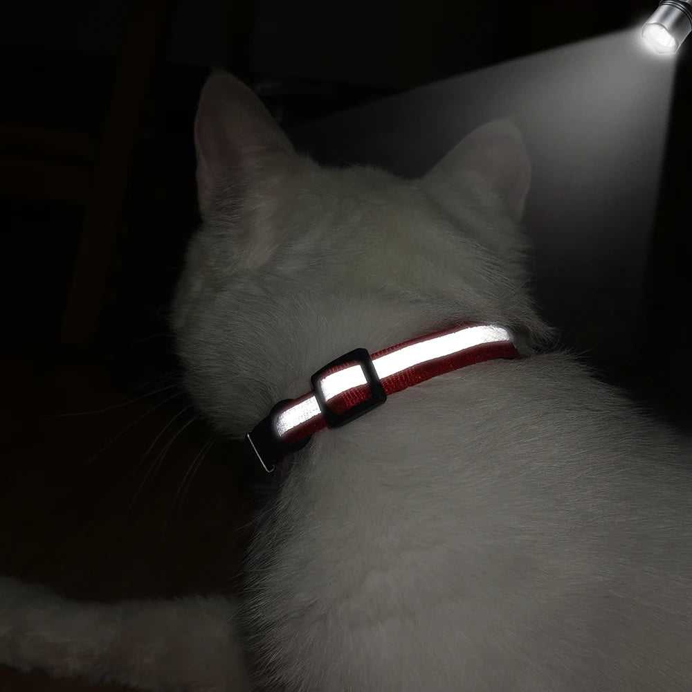 Custom Pet ID Collar for Cats – Reflective Collar with Bell & Engraved Tag