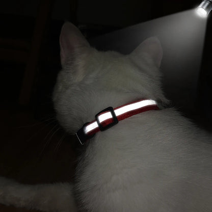 Custom Pet ID Collar for Cats – Reflective Collar with Bell & Engraved Tag