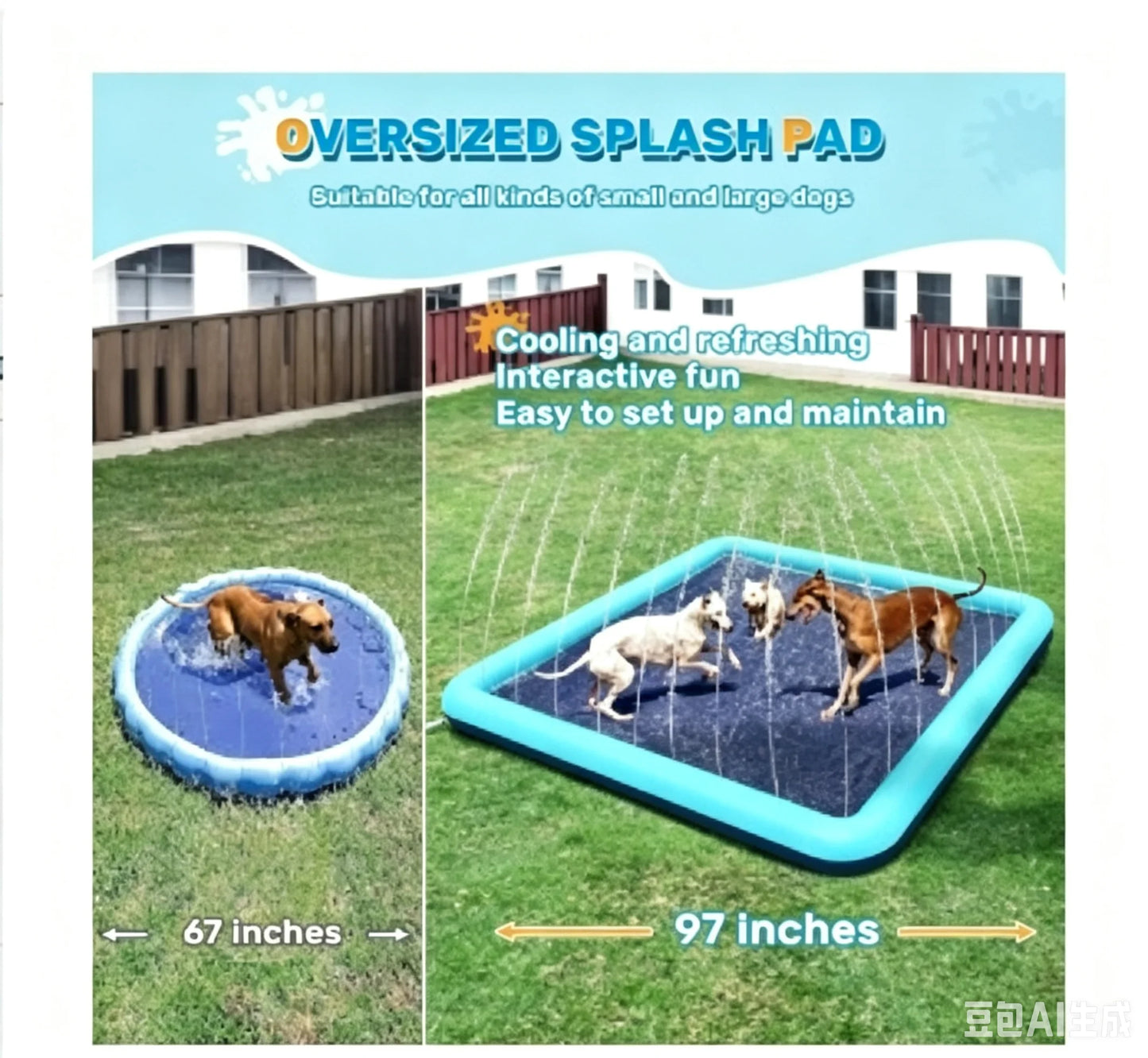 Dog Sprinkler Mat – Large Water Play Pad for Summer Cooling and Exercise